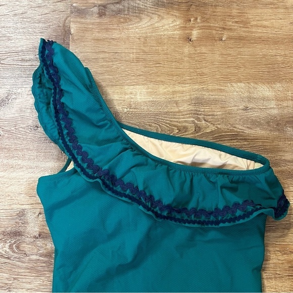 J Crew One-shoulder ruffle one-piece swimsuit with rickrack bodysuit - Picture 6 of 11